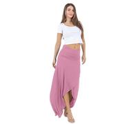 Azules High-Low Hem Maxi Skirts for Women - Flowy, Wrap Front Slit, Summer Foldover Skirt - High Waisted Long Skirt for Women, Dusty Rose, M