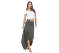 Azules High-Low Hem Maxi Skirts for Women - Flowy, Wrap Front Slit, Summer Foldover Skirt - High Waisted Long Skirt for Women, Olive, XL