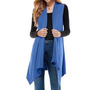 Azules Sleeveless Cardigan for Women, Soft Lightweight Duster Open Front Sleeveless Long Cardigan Vest, Indigo Blue, XL