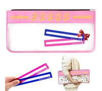 AzulHome Empty Mahjong Tiles Bag - American Mahjong Bag with Zipper with 2 Mahjong Line Finder, PVC Clear Mahjong Tiles Case (21x9 Inches, No Mahjong) (Pink)