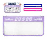 AzulHome Empty Mahjong Tiles Bag - American Mahjong Bag with Zipper with 2 Mahjong Line Finder, PVC Clear Mahjong Tiles Case (21x9 Inches, No Mahjong) (Light Purple)