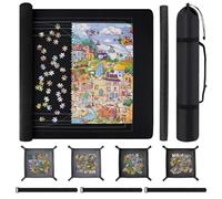 AzulHome Puzzle Mat Roll Up with Drawstring Storage Bag, Portable Saver Pad 46” x 26” Up to 1500 Pieces with Non-Slip Rubber Bottom & Smooth Top + 4 Puzzle Sorting Trays & Travel-Friendly Storage Bag