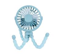 Azull Blue Portable USB Rechargeable Silent Mini Fan 3 Speed Adjustable with Lighting Function for Car Seat Stroller