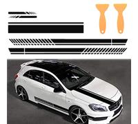 AzulLanse 5pcs Car Stickers, Black PVC Waterproof Luxury Car Stickers, Side Strip Adhesive Strips, Car Side Stickers, Hood Stripe Stickers, Universal Type, 2 Scrapers (Black)
