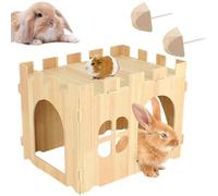 AzulLanse Rabbit Wooden House, Rabbit Playhouse Hide 40 x 30 x 28 cm Habitats Indoor for Guinea Pigs Chinchilla Hedgehog Hamster Gerbil, 2 Molar Stone