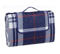 Azuma Family Picnic Blanket Waterproof Travel Rug Camping Mat Navy Check XXL 200x200cm