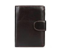 AZUMIO Men Wallet Cowhide Leather Wallets Coin Purse Clutch Hasp Open Retro Short Wallet (Color : Dark Coffee)