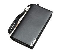 AZUMIO Men Wallets Classic Long Style Card Holder Male Purse Zipper Large Capacity Big Wallet For Men (Color : SW006-black)