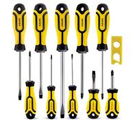 AZUNO 11-Piece Magnetic Screwdriver Set, Phillips & Flat Head Screwdrivers, Chrome Vanadium Steel, Ergonomic Non-Slip Handle for Home Repair & DIY