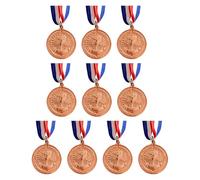 AZURAOKEY 10Pcs Metal Medals, Gold Silver Bronze Award Medals with Neck Ribbon Olympic Style Trophy Awards Winner Medals Gold Prizes for Daily Life Learning Projects - 1st 2nd 3rd Place