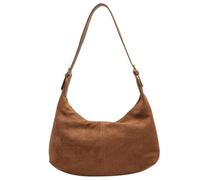 AZURAOKEY Brown Suede Crescent Shoulder Bag for Women - Hobo Handbag, 12.2x6.3x3.15 inches, Premium Faux Suede, Convertible Strap