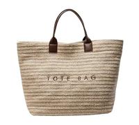 AZURAOKEY Large Straw Beach Tote Bag for Women - Summer Beach Bag Letter Print Woven Handbag, Hand-woven Rattan Clutch Purse