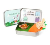 AZURAOKEY Mini Plush Bunny in Decorative Tin Box, Little Pocket Bunny House, Easter Basket Stuffer, DIY Pet Bunnys Adoption Kit, Cute Plushies for Kids Home Decor