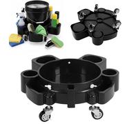 AZURAOKEY Rolling Bucket Dolly with 5 Caster Wheels 360° Rotation, 2 Locking Casters Heavy Duty Mobile Cart, Compatible with 3.5 to 5 Gallon Buckets, Ideal for Car Washing Detailing and Garage Use