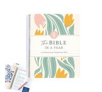 AZURAOKEY The Bible in A Year: 52-Week Bible Study Notebook for Women & Christians | Spiral Bible Study Guide with Wide Margins, Daily Devotional & Practical Reflection