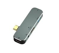 AZURAOKEY Type-C Extension Hub, 6 in 1 PC Type-C Hub 3.55mm PD100W USB3.0/USB2.0/USB3.1 HDMI-Compatible Laptop Splitter Accessory