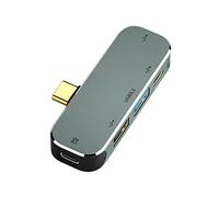 AZURAOKEY Type-C Exteon Hub, 6 in 1 PC Type-C Hub 3.55mm P00W USB3.0/USB2.0/USB3.1 HD-Compatible Laptop Splitter Asory