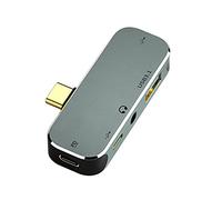 AZURAOKEY Type-C Exteon Hub, 6 in 1 PC Type-C Hub 3.55mm P00W USB3.0/USB2.0/USB3.1 HD-Compatible Laptop Splitter Asory