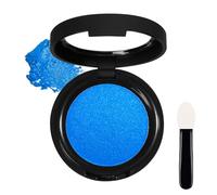 Azure Blue Eyeshadow, Pressed Powder Single Eye Shadow, Pearl Shimmering Highly Pigmented Metallic Eyeshadows Long-Lasting Waterproof Shadows with Mirror, Eye Make up for Party
