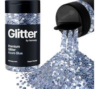 Azure Blue Glitter Shaker, 130g Super Chunky Glitter, Crafts 1/8" Metallic Flake Azure Blue Sequins, Resin & Epoxy Crafts, Decorating, Halloween, Christmas Nail, Face, Hemway