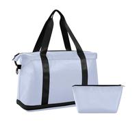 Azure Blue Large Travel Bag Carry On Personal Item Bag with Toiletry Bag for Hiking 2 Pcs Set, azure blue, One Size