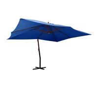 vidaXL Cantilever Umbrella with Wooden Pole 400x300 cm Azure Blue UK NEW