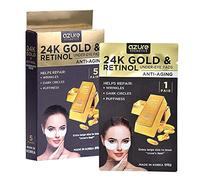 Azure Cosmetics 24K Gold & Retinol Anti Aging Under Eye Patches - Firming, Restoring & Deeply Hydrating Eye Mask - Reduces Fine Lines, Wrinkles, Dark Circles & Puffiness - Made in Korea, 5 Pairs