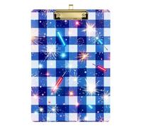 Azure Gingham with Sparkler Elements clipboard Physical Therapy Acrylic Cute for First Year Teacher Must Haves size 9 x 12