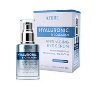 AZURE Hyaluronic & Collagen Anti Aging Eye Serum - Moisturizing Replenishing & De-Puffing | Reduces Wrinkles Fine Lines & Under Eye Bags | Locks In