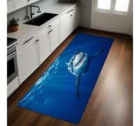 Azure Kitchen Rug 40 x 120 cm Great white shark of the deep sea Non-Slip Washable Kitchen Floor Mat for Kitchen, Hallway, Living Room, Bedroom, Bathroom
