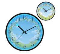 Azure Sky and White Clouds Night Light Wall Clock LED Wall Clocks Silent Battery-Operated Glow in The Dark Large Digital Display for Bedroom Living Room Kitchen, 12 Inch
