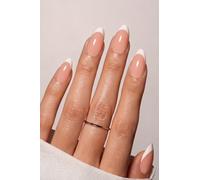 AzureBeauty Short Almond French Tip Press On Nails, Nude Rose Base, 32 Pcs Full Cover Reusable Press Ons Fake Nails Kit with Adhesive Tabs for Home Manicure Women Gifts