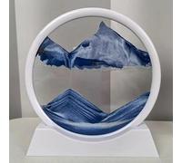 AzureLeap 3D Dynamic Liquid Motion Art, Moving Picture in Round Glass Frame, 3D Deep Sea Landscape in Motion, Flowing Display for Relaxing Desktop or Home Office Decor (7 inch - Blue)