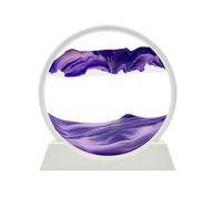AzureLeap 3D Dynamic Liquid Motion Art, Moving Picture Round Glass Deep Sea Sandscape Display Flowing Frame Relaxing Desktop Home Office Decor (12 in-Purple)