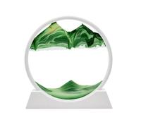 AzureLeap 3D Dynamic Sand Art Liquid Motion, Moving Sand Art Picture Round Glass 3D Deep Sea Sandscape in Motion Display Flowing Sand Frame Relaxing Desktop Home Office Work Decor (12 inch-Green)