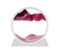 AzureLeap 3D Dynamic Sand Art Liquid Motion, Moving Sand Art Picture Round Glass 3D Deep Sea Sandscape in Motion Display Flowing Sand Frame Relaxing Desktop Home Office Work Decor (12 inch-Pink)
