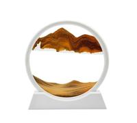 AzureLeap 3D Dynamic Sand Art Liquid Motion, Moving Sand Art Picture Round Glass 3D Deep Sea Sandscape in Motion Display Flowing Sand Frame Relaxing Desktop Home Office Work Decor(7 inch-Yellow)