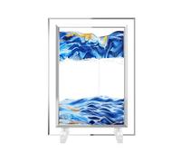 AzureLeap 3D Dynamic Sand Art Liquid Motion, Moving Sand Art Picture Square Glass 3D Deep Sea Sandscape in Motion Display Flowing Sand Frame Relaxing Desktop Home Office Work Decor (7inch-Blue)