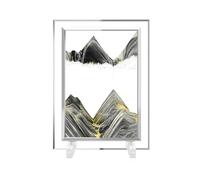 AzureLeap 3D Dynamic Sand Art Liquid Motion Sand Picture Square Glass Deep Sea Sandscape Flowing Frame for Relaxing Desktop Home Office Decor (7inch-Black)