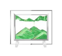 AzureLeap 3D Dynamic Sand Art Liquid Motion Sand Picture Square Glass Deep Sea Sandscape Flowing Frame for Relaxing Desktop Home Office Decor (5inch-Green)