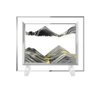 AzureLeap 3D Dynamic Sand Art Liquid Motion Sand Picture Square Glass Deep Sea Sandscape Flowing Frame for Relaxing Desktop Home Office Decor (5inch-Black)