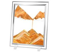 AzureLeap 3D Dynamic Sand Art Liquid Motion Sand Picture Square Glass Deep Sea Sandscape Flowing Frame for Relaxing Desktop Home Office Decor (10inch-Yellow)