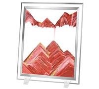 AzureLeap 3D Dynamic Sand Art Liquid Motion Sand Picture Square Glass Deep Sea Sandscape Flowing Frame for Relaxing Desktop Home Office Decor (10inch-RED)