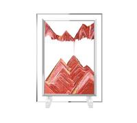 AzureLeap 3D Dynamic Sand Art Liquid Motion Sand Picture Square Glass Deep Sea Sandscape Flowing Frame for Relaxing Desktop Home Office Decor (7inch-RED)