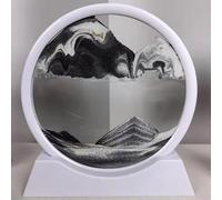 AzureLeap 3D Dynamic Sand Art - Moving Liquid Sand Picture, Round Glass Deep Sea Sandscape in Motion, Relaxing Desktop/Home/Office Decor (7 inch-Black)