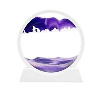 AzureLeap 3D Dynamic Sand Art - Moving Liquid Sand Picture, Round Glass Deep Sea Sandscape in Motion, Relaxing Desktop/Home/Office Decor (7 inch-Purple)