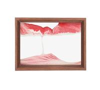 AzureLeap 3D Moving Sand Art -Liquid Motio Deep Sea Flowing Sand Picture, Solid Wood Frame, Square Glass, Home Office Desk Decor[RED 8in]
