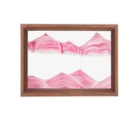 AzureLeap 3D Moving Sand Art -Liquid Motio Deep Sea Flowing Sand Picture, Solid Wood Frame, Square Glass, Home Office Desk Decor[Pink 8in]