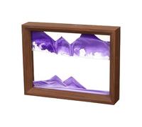 AzureLeap 3D Moving Sand Art -Liquid Motio Deep Sea Flowing Sand Picture, Solid Wood Frame, Square Glass, Home Office Desk Decor[Purple 8in]