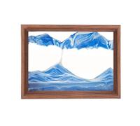 AzureLeap 3D Moving Sand Art -Liquid Motio Deep Sea Flowing Sand Picture, Solid Wood Frame, Square Glass, Home Office Desk Decor[Blue 8in]